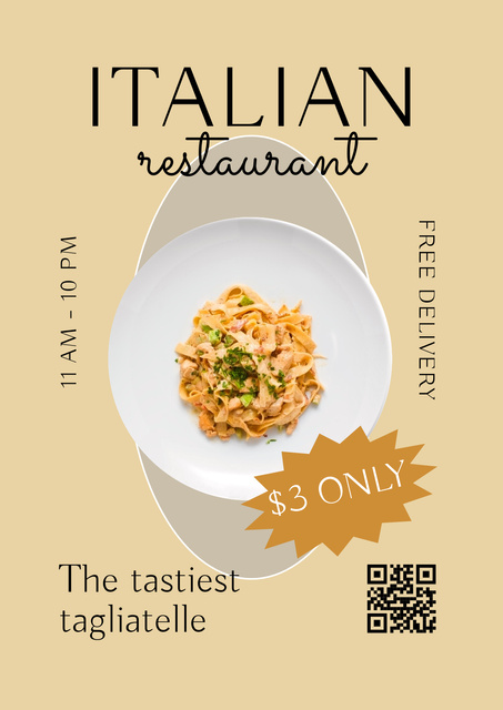 Italian Restaurant Special Dish Offer Poster Design Template