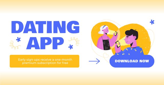 Template di design Dating App Offer for Smartphone Facebook AD