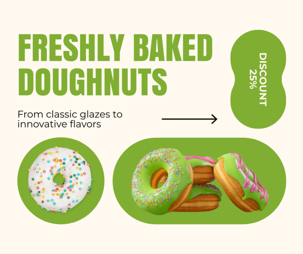 Freshly Baked Green Glazed Doughnuts Offer Facebook Design Template