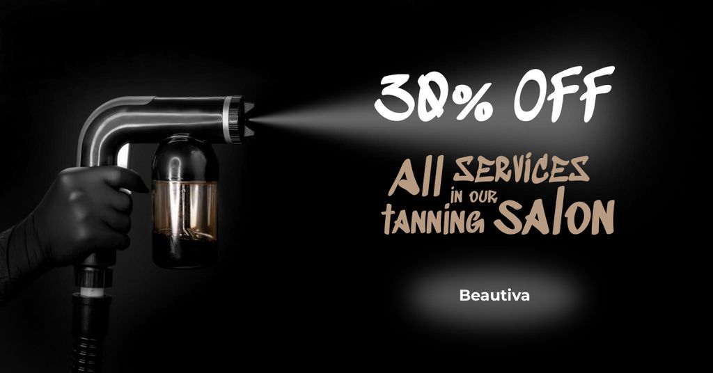 Designvorlage Tanning Salon Services Offer on Black für Facebook AD