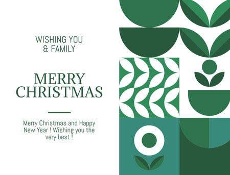 Desejos de Natal e Ano Novo com padrão de folha Postcard 4.2x5.5in Modelo de Design