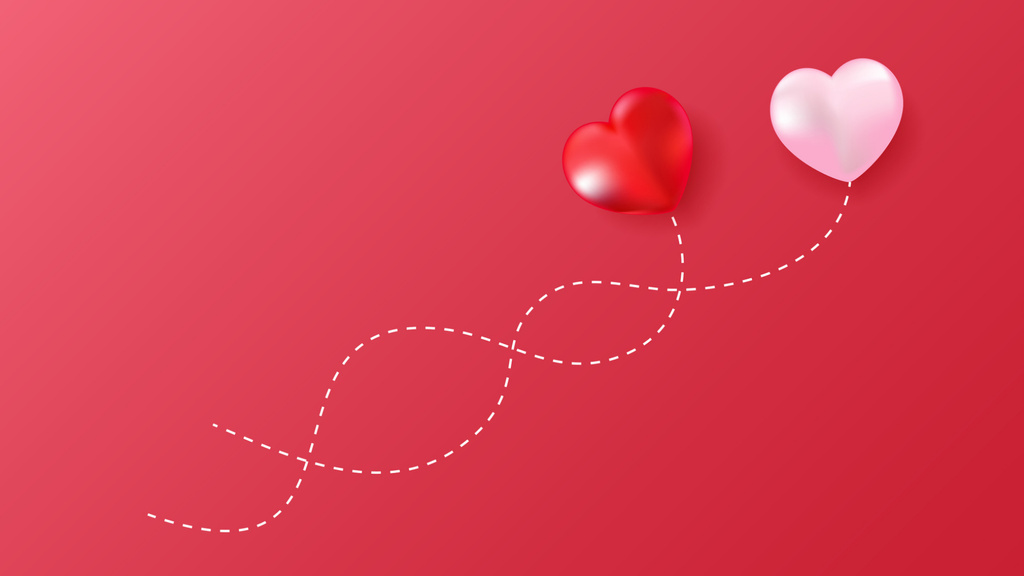 Valentine's Day with Cute Red and White Heart Zoom Background Tasarım Şablonu