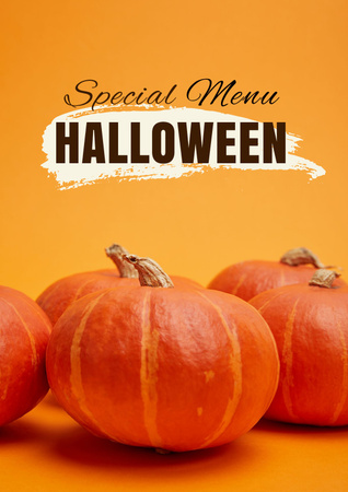 Halloween Menu Announcement with Ripe Pumpkins Poster Design Template
