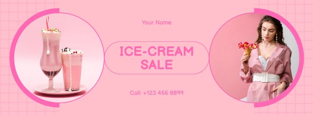 Ice-Cream Sale Offer Facebook cover tervezősablon