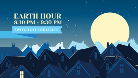Earth Hour Announcement with Dark Village FB event cover Modelo de Design
