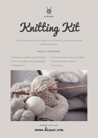 Ontwerpsjabloon van Poster van Knitting Kit Offer with spools of Threads