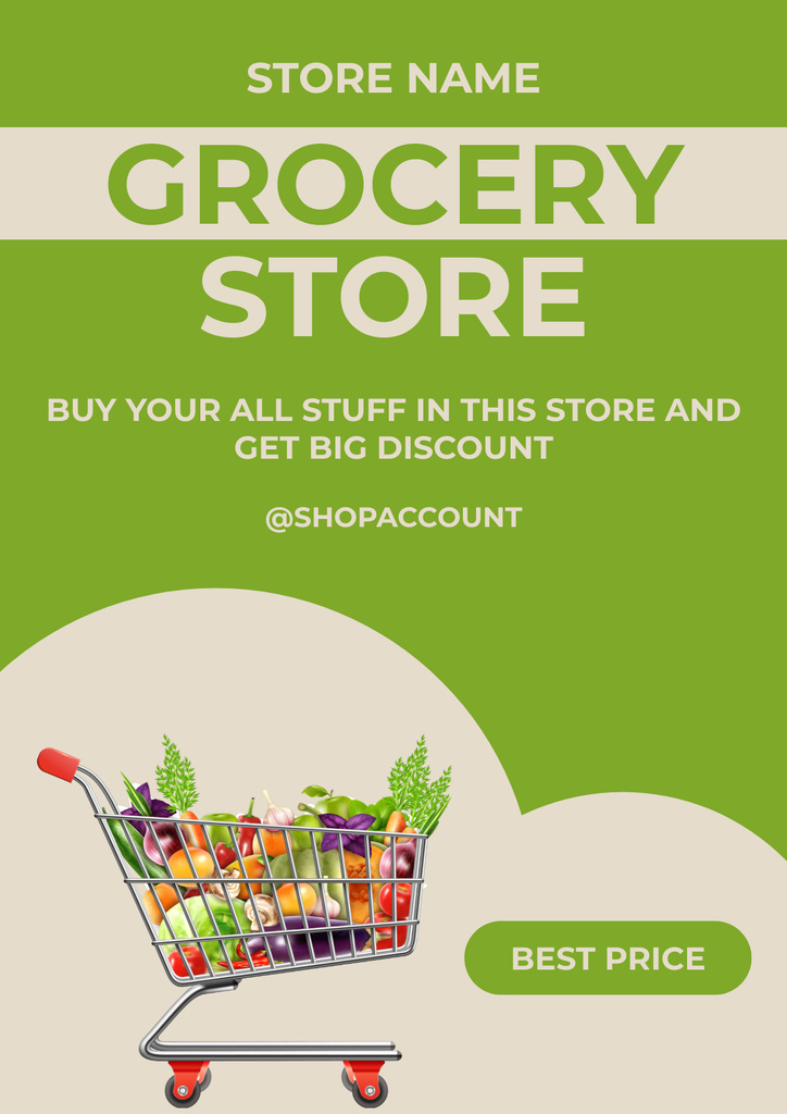 Discount For Veggies And Fruits In Trolley Poster – шаблон для дизайну