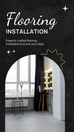 Modèle de visuel Annonce d'installation de revêtement de sol avec un intérieur minimaliste - Instagram Story