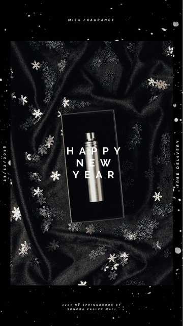 Designvorlage New Year Gift Box with Perfume Bottle für Instagram Video Story
