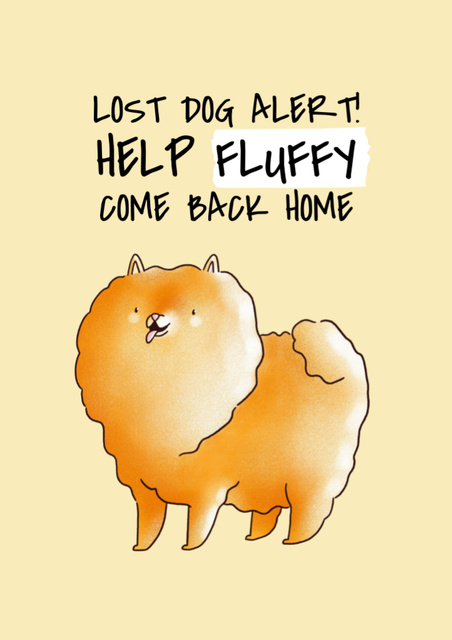 Announcement about Missing Dog with Cute Illustration Flyer A4 Design Template