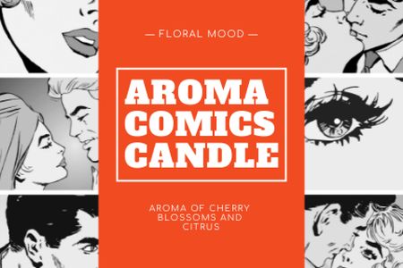 Designvorlage Aroma Comic Candles Offer für Label