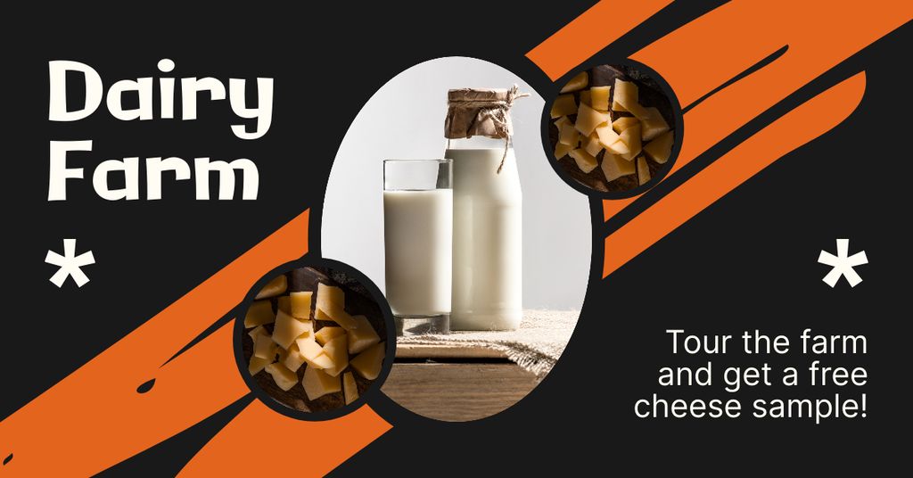 Designvorlage Milk and Cheese from Dairy Farm für Facebook AD