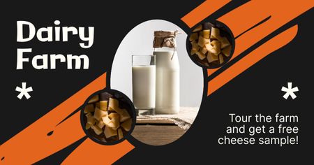 Milk and Cheese from Dairy Farm Facebook AD Design Template