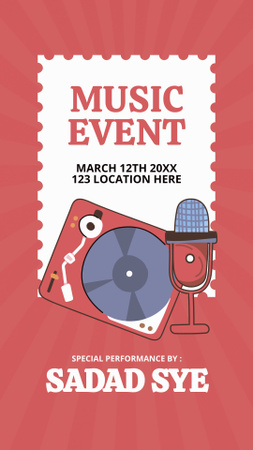 Music Event with Microphone and Player Instagram Story Design Template