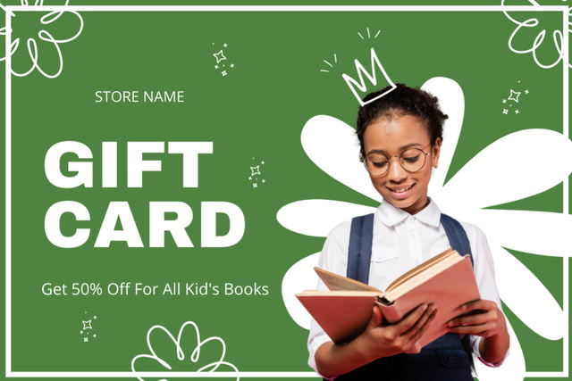 Ontwerpsjabloon van Gift Certificate van Discount on All Children's Books with African American Girl