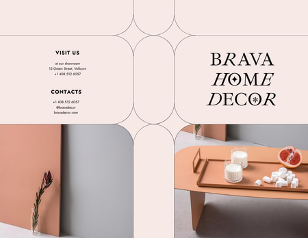 Home Decor Offer with Minimalistic Interior Brochure 8.5x11in Bi-fold Design Template