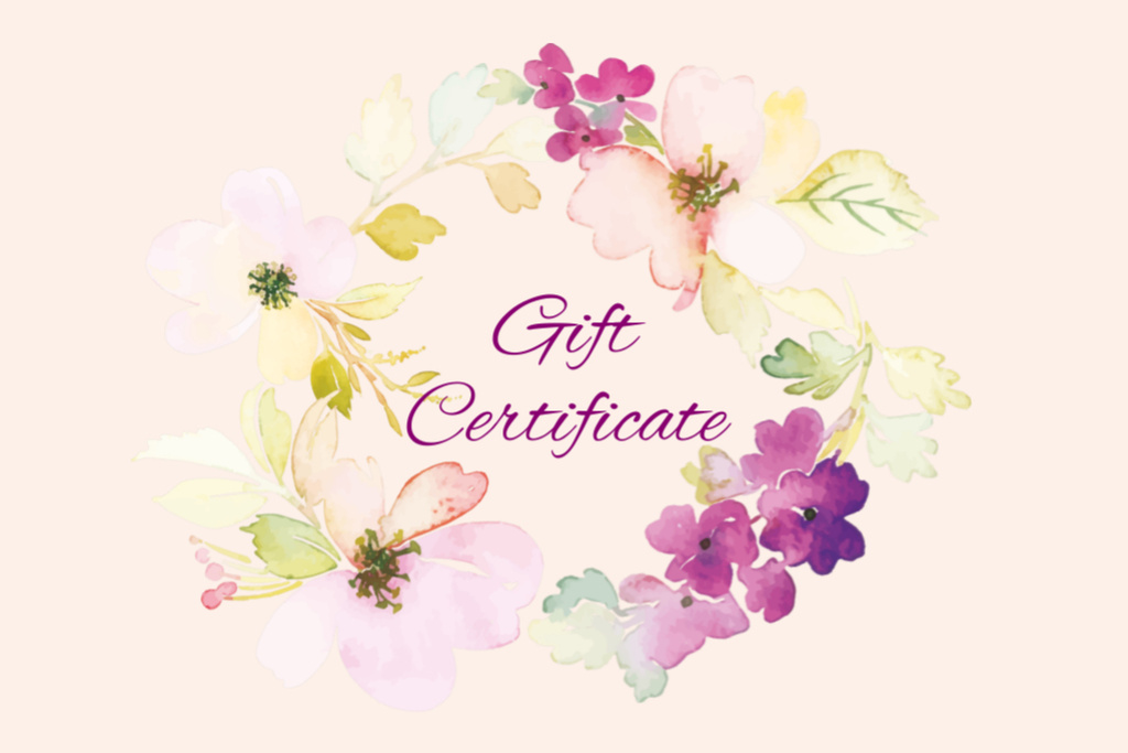 Special Offer with Watercolor Flowers Gift Certificate Design Template
