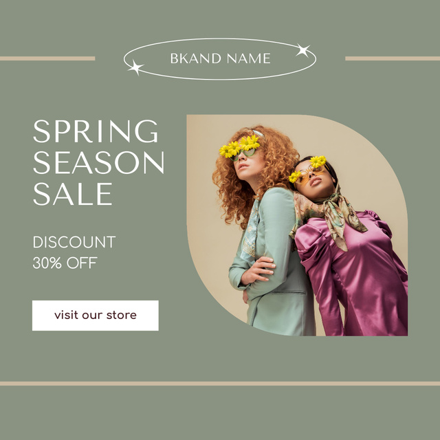 Spring Sale with Stylish Young Women Instagramデザインテンプレート