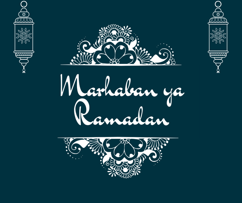 Ontwerpsjabloon van Facebook van Ornament and Lanterns for Ramadan Greeting