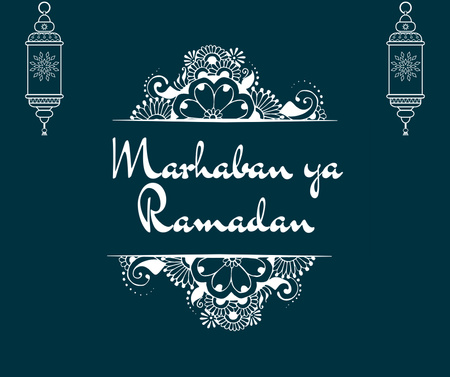 Ornament and Lanterns for Ramadan Greeting Facebook Design Template