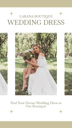 Sale of Wedding Dresses with Bride in Garden Instagram Story Design Template