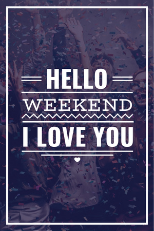 Weekend party with dancing people Pinterest Design Template