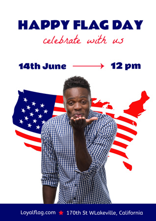 Flag Day Celebration Announcement with Young Guy Poster Design Template