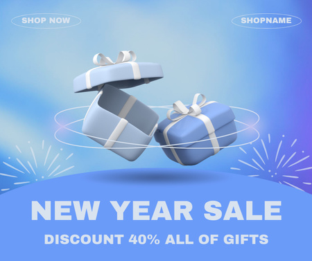 New Year Gifts Discount Facebook Design Template
