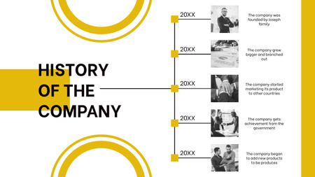 Template di design storia dell'azienda in pietre miliari Timeline