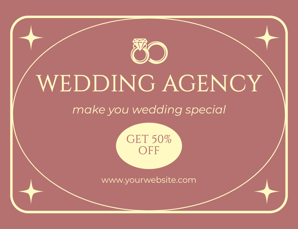 Designvorlage Wedding Agency Special Offer für Thank You Card 5.5x4in Horizontal