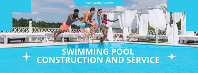 Szablon projektu Swimming Pool Construction and Service Offer Facebook cover