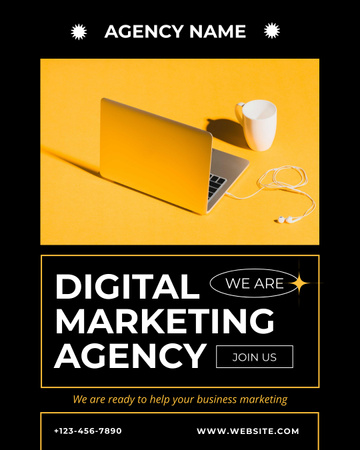 Digitális Marketing Ügynökség javaslata Laptoppal Instagram Post Vertical tervezősablon