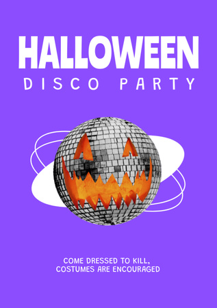 Halloween Disco Party Announcement Flyer A7 Design Template