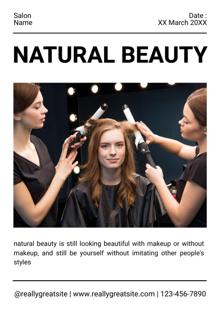 Woman on Haircut in Beauty Salon Newsletterデザインテンプレート