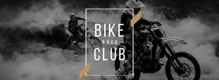 Ontwerpsjabloon van Facebook cover van bike club ad met bikers riding motorcycle race