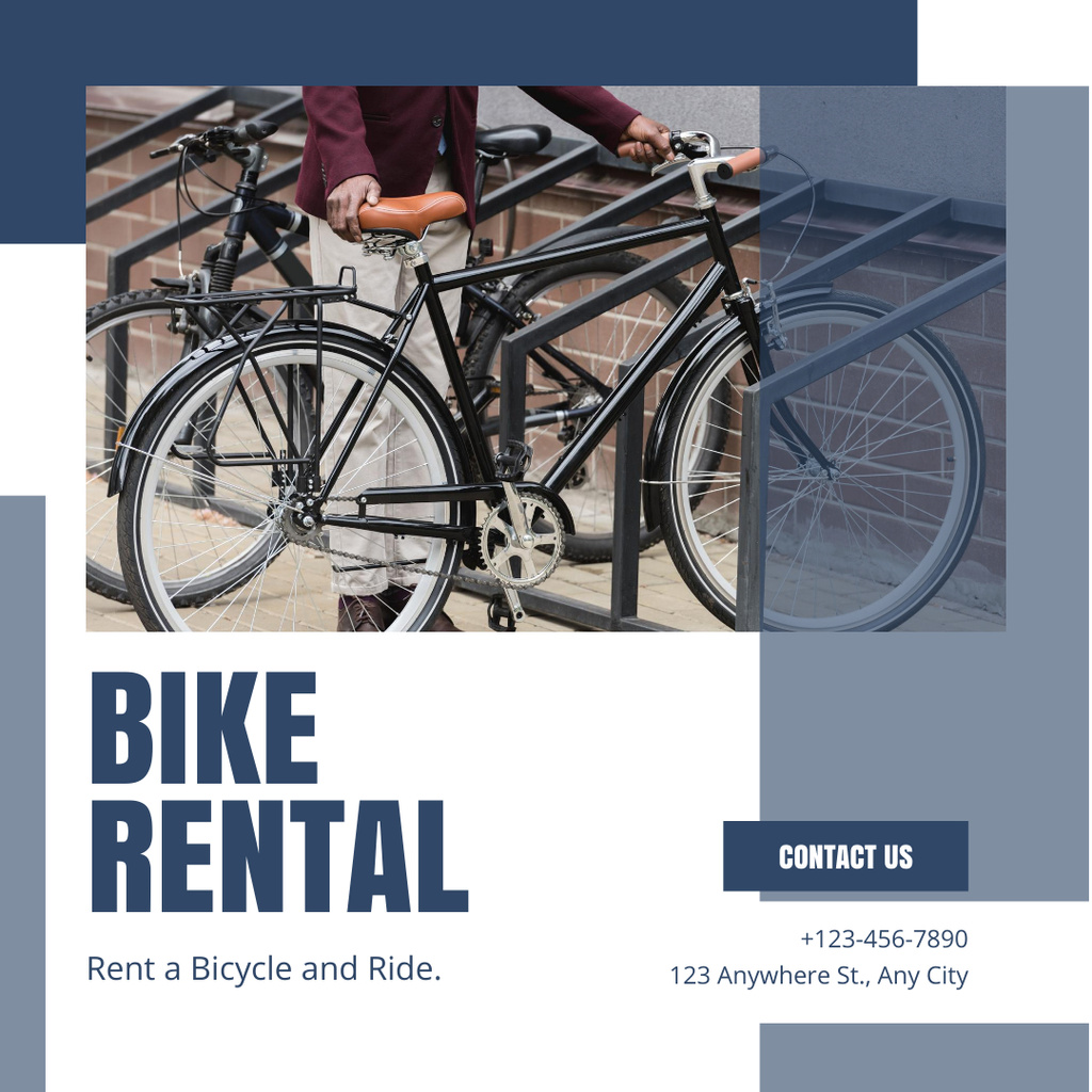 Designvorlage Urban Bike Loan Services Ad on Blue für Instagram