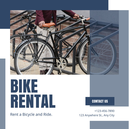 Template di design Annuncio sui servizi di prestito di biciclette urbane su Blue Instagram