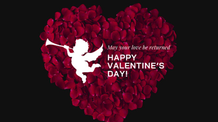 Happy Valentine`s Day Greeting With Cupid Full HD video Design Template
