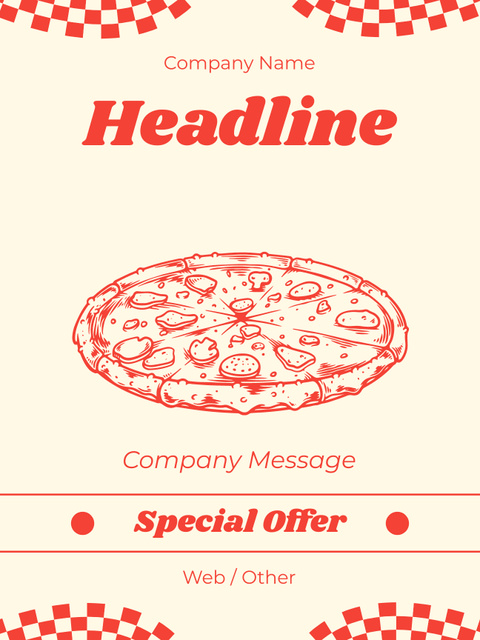 Promo of Appetizing Pizza with Sketch Poster US Design Template