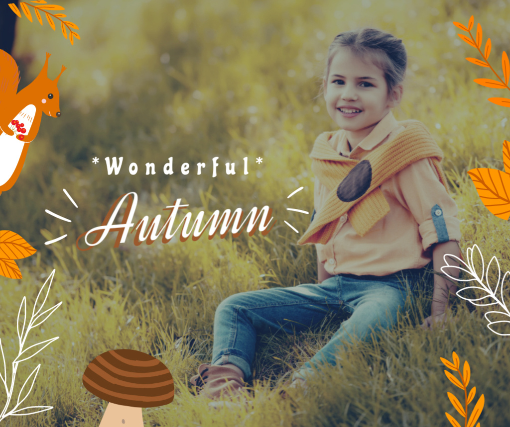 Ontwerpsjabloon van Facebook van Autumn Inspiration with Cute Little Girl