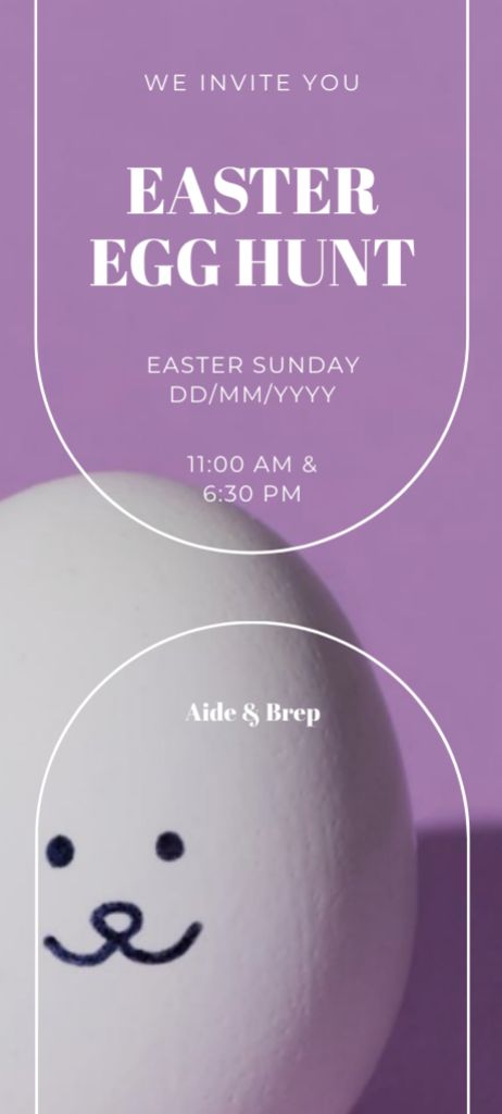 Designvorlage Easter Egg Hunt Announcement on Purple für Invitation 9.5x21cm