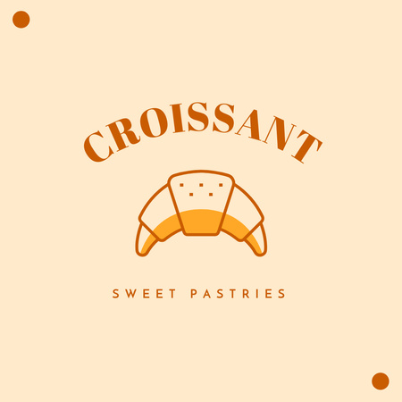 Croissant Emblem on Yellow Logo Design Template
