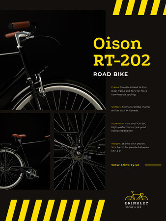 Bicycles Store Ad with Road Bike in Black Poster US Design Template
