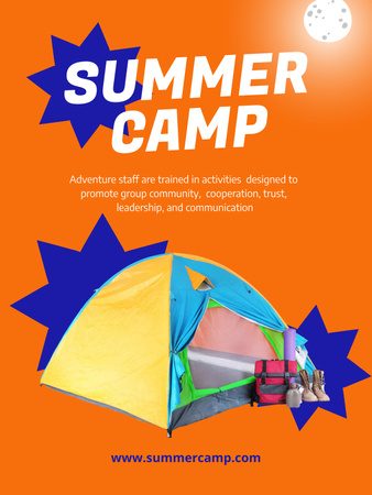 Summer Camp Ad with Yellow Tent Poster 36x48in Design Template