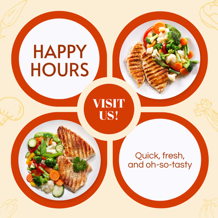 Happy Hours in Fast Casual Restaurant Instagram AD Design Template