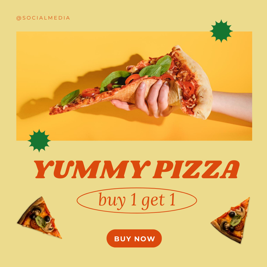 Yummy Pizza Ad in Yellow Instagram Design Template
