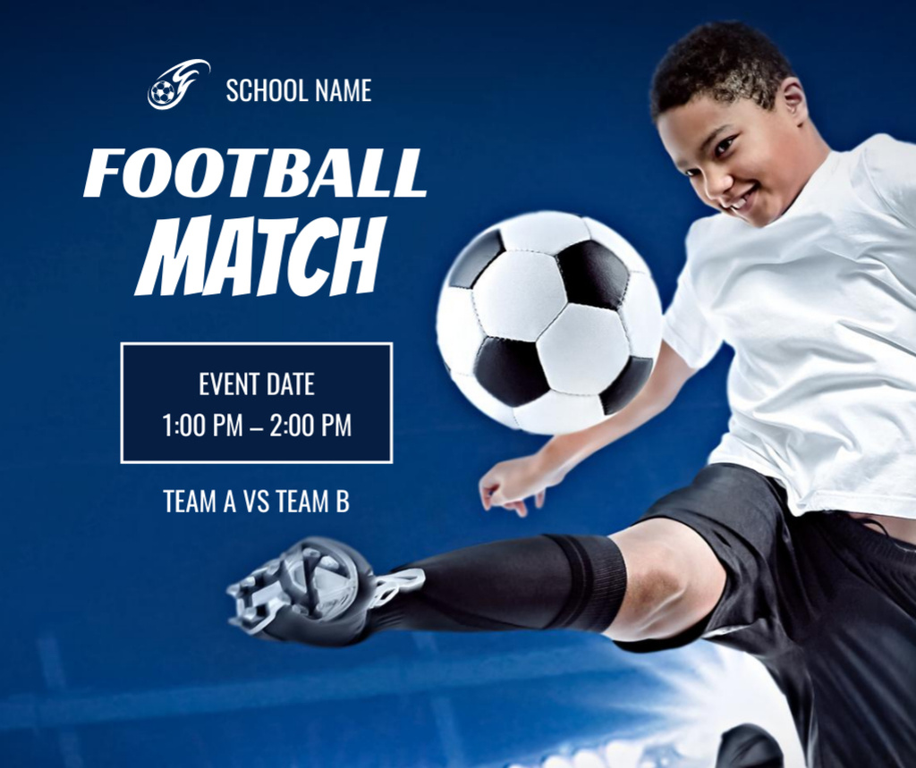 Football Match in School Announcement Facebook Tasarım Şablonu