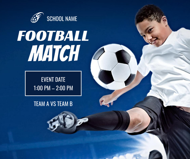 Football Match in School Announcement Facebook Πρότυπο σχεδίασης