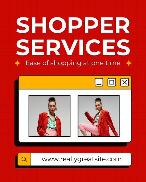 Fashion Shopper Services Offer on Red Instagram Post Vertical Tasarım Şablonu