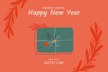 Secret Santa Event with Illustration of Gift Box Poster 24x36in Horizontal Design Template